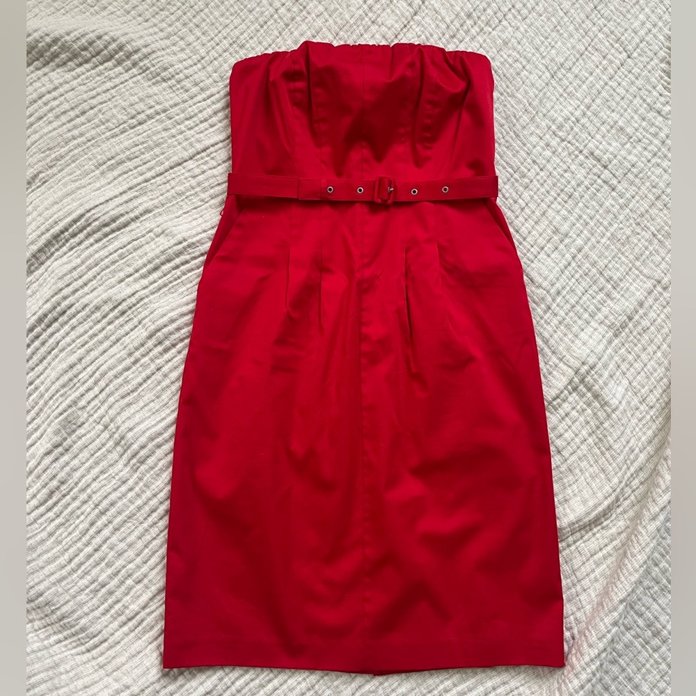 Holiday party: The Limited Red Strapless Mini Dress